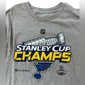 St Louis Blues 2019 Stanley Cup‎ Champs Youth Boys T Shirt Size Large Gray NHL